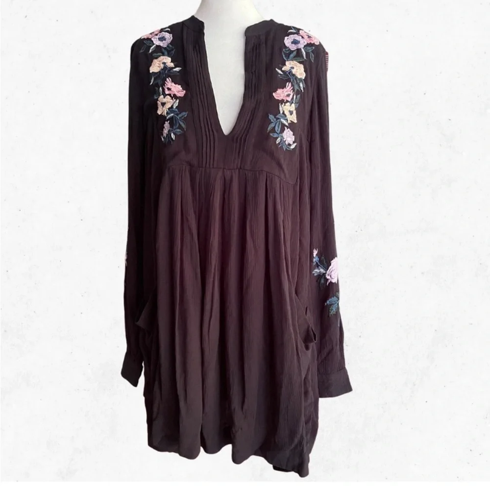 Free People Mia Gauze‎ Embroidered Mini Dress